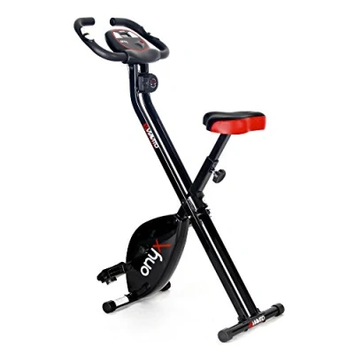 Image of VIAVITO Folding Exercise Bike Onyx Compact Upright Stationary X Home Indoor Cycling Workout Fitness Equipment, 8 Magnetic Resistance Levels, LCD Display, Pulse Sensors, Comfortable Padded Seat