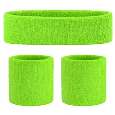 Image of ONUPGO Sweatband Set (3 Pieces) Sports Headband Wrist Striped Sweatbands Terry Cloth Wristband Athletic Exercise Basketball and Headbands Moisture Wicking Sweat Absorbing Head Band