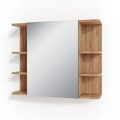 Image of Vicco Bathroom mirror cabinet Fynn, Oak/Anthracite, 80 x 64 cm