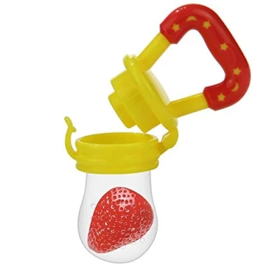 Image of Baby Dummy Pacifier Fresh Food/Fruit Feeder Feeding Nipple Weaning Teething Teat Teether Soother (M, Yellow)