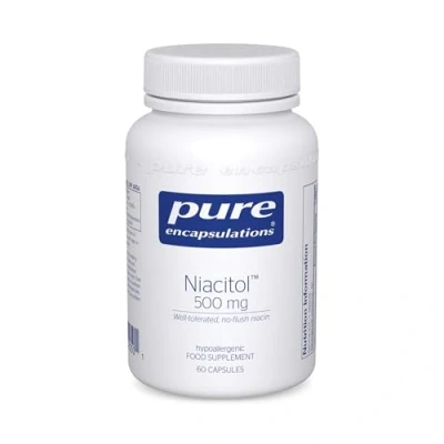 Image of Pure Encapsulations Niacitol (Vitamin B3) 500mg Well Tolerated, No Flush Niacin Supplement for Metabolism Support, Tiredness and Fatigue 60 Vegetarian Capsules