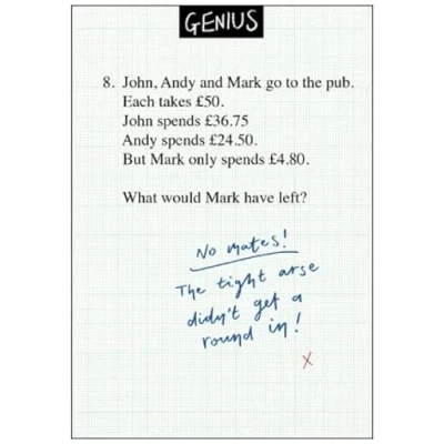 Image of Woodmansterne Open Blank Humour Greeting Card Eco Friendly From The Genius Range No Mates Suitable For Birthdays, Anniversaries And Other Occasions