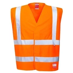 Image of Portwest Hi Vis Anti Static Vest Flame Resistant, Size: L/XL, Colour: Orange, FR71ORRL/XL