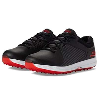 Image of Skechers Men&#039;s Elite 5 Arch Fit Waterproof Golf Shoe Sneaker, Black/Red, 9 Wide