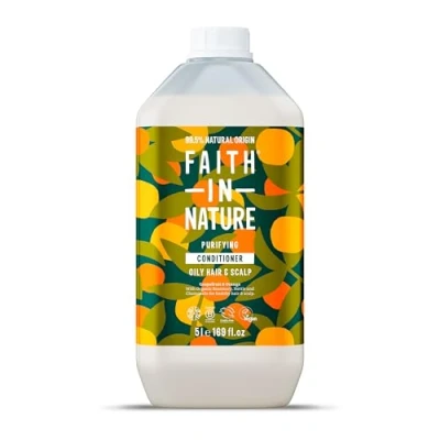 Image of Faith In Nature Natural Grapefruit &amp; Orange Conditioner, Purifying for Oily Hair Scalp, Vegan Cruelty Free, No SLS, Silicones or Parabens, 5L Refill Pack