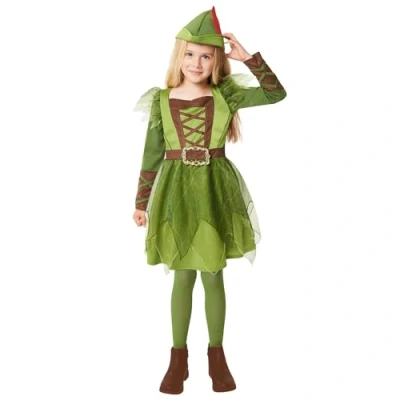 Image of Amscan 9916805 Girls World Book Day Peter Pan Dress Costume Kids Fancy with Hat Age: 8 10 Yrs