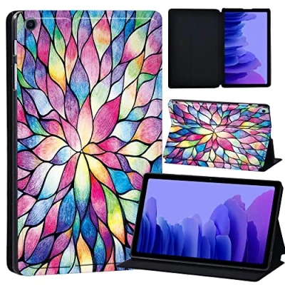 Image of Printed Case for Samsung Galaxy Tab A7 10.4 2020 (SM T500/ T505/ T507), Slim Lightweight Protective Hard Cover (rainbow flower)