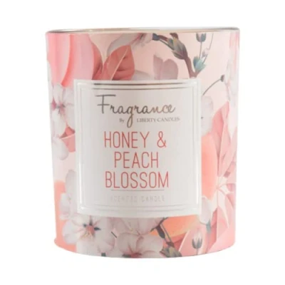 Image of FabFinds Scented Glass Jar Candle Natural Soy Wax Gift Fragrance (Honey &amp; Peach Blossom, 10oz)