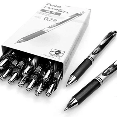 Image of Pentel EnerGel XM BL77 Retractable Liquid Gel Ink Pen 0.7mm 54% Recycled Black Box of 12