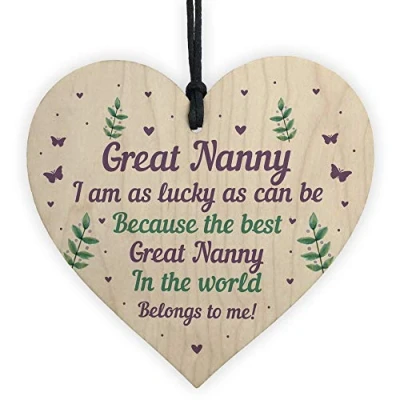 Image of RED OCEAN Handmade Great Nanny Gift For Birthday Christmas Wooden Heart Grandparent Gifts Keepsake