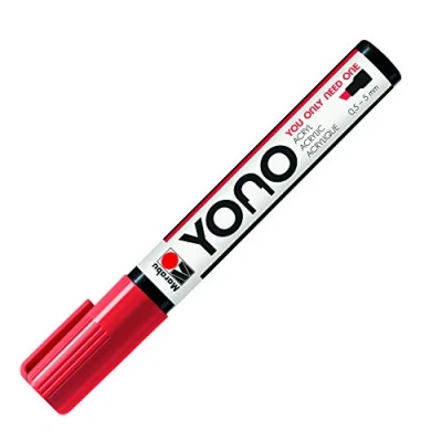 Image of Marabu Yono Marker Pen, Chisel Tip, (0.5 5mm), Cherry, (125), Single Works On Any Surface, Metal, Glass, Wood, Fabric, Stone, Plastic, Cardboard