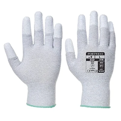 Image of Portwest Vending Antistatic PU Fingertip Glove Grey Large