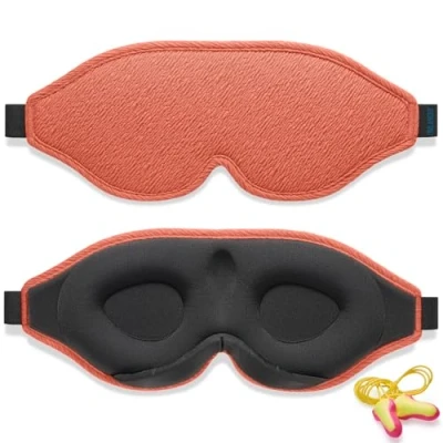 Image of 2024 Innovative Sleep Mask for Men and Women, Trilancer 3D 100% Light Blocking Design, Comfortable Eye mask, Blackout Blindfold Sleeping, Nap, Meditation, Travel, with Earplugs (Orange)