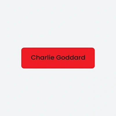 Image of 64 x No Iron Small Personalised Stick On Waterproof Washable Name Labels Great for Clothes, School Uniform, Equipment, Shoes. School, Nursery, Day Care, Hospital Red