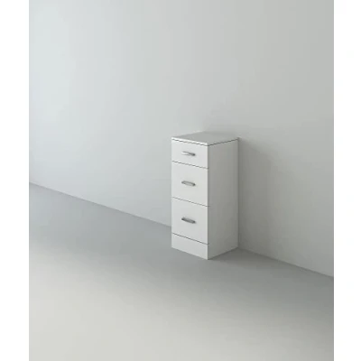 Image of VeeBath Mars 350x330mm Compact Bathroom Cabinet, Slim Storage, Floor Standing, 3 Drawer Cupboard White (Flat Pack)