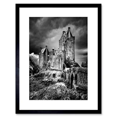 Image of Wee Blue Coo Photo Landmark Eilean Donan Castle Kyle Scotland Framed Wall Art Print