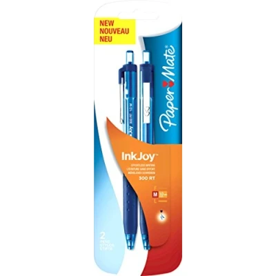 Image of Paper Mate Inkjoy 300 Retractable Ball Pen Medium Blue (Pack of 2)