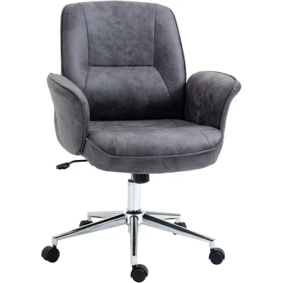 Image of Vinsetto Swivel Computer Office Chair Mid Back Desk Home Study Bedroom, Deep Grey