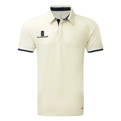 Image of Surridge Sports Men&#039;s Ergo Short Sleeve Cricket Shirt, Navy, S UK