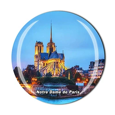 Image of Notre Dame de Paris France Fridge Magnet Crystal Tourist Souvenir Gift Collection Refrigerator Magnetic Sticker