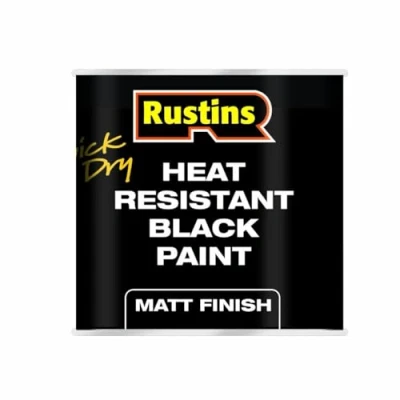 Image of RUSTINS HRMB250 Quick Dry BlackPaint, Heat Resistant Black Paint 250ml