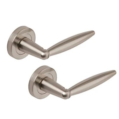 Image of Excel Centaur Passage Door Handles on Round Rose, Satin Nickel