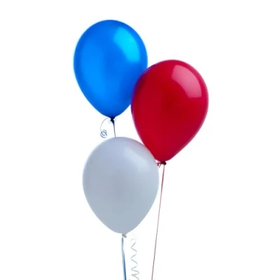 Image of Smiffys Costume and Party Store 2023 King Charles Corontation Union Jack Red White Blue Latex Balloons 20 Packet