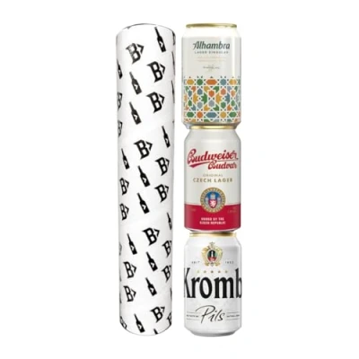 Image of Mixed Craft Beer Tube Gift Set (3 Pack) Alhambra, Budvar &amp; Krombacher