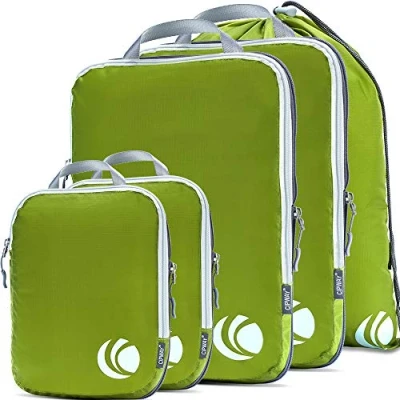 Image of Cipway 5 Set Compression Packing Cubes for Travel, Ultralight Organizers Luggage Suitcase &amp; Backpack (Green), L