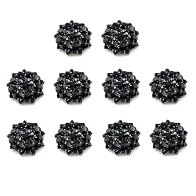 Image of Casiler 10pcs Black Rhinestone Buttons Shank Diamante Accessories Diy for Wedding Decoration Sewing Clothing