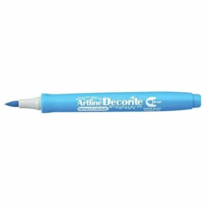 Image of Artline &#039;Decorite&#039; Metallic Blue Brush Marker Pen for Card, Glass, Metal and Plastic