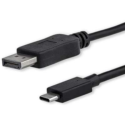 Image of StarTech.com 6ft/1.8m USB C to DisplayPort 1.2 Cable 4K 60Hz Adapter HBR2 Type DP Alt Mode Monitor Video Works w/ Thunderbolt 3 Black (CDP2DPMM6B)
