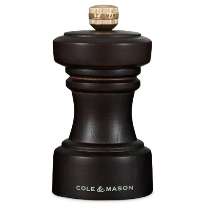 Image of Cole &amp; Mason H233054 Hoxton Chocolate Wood Salt Mill, Non Corroding Ceramic Mechanism, Compact Grinder with Adjustable Grind, Beech Wood, 104mm, Seasoning Lifetime Mechanism Guarantee