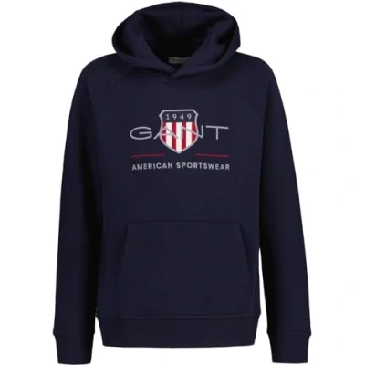 Image of GANT Archive Shield Hoodie Unisex for kids, Size: 9 10y, Evening blue