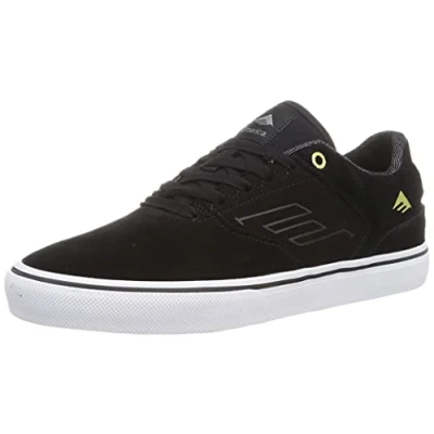 Image of Emerica Men&#039;s The Low Vulc Skate Shoe, Black/Gold/White, 7.5 UK