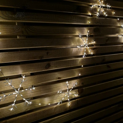 Image of 2.6m Set of 10 MicroBrights Christmas Snowflake String Lights with 258 Warm White LEDs