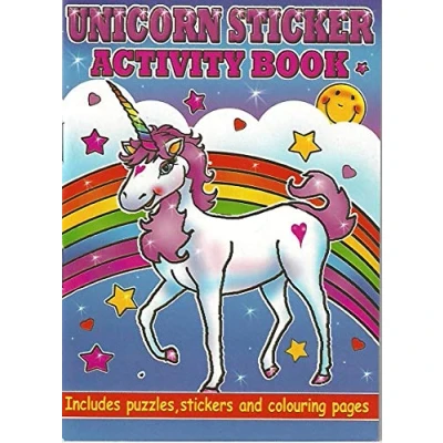 Image of WF Graham 12 x Unicorn Mini Activity Colour Sticker A6 Books Children Party Bag Fillers