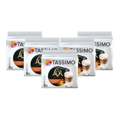 Image of Tassimo L&#039;OR Caramel Latte Macchiato Coffee Pods x8 (Pack of 5, Total 40 Drinks)