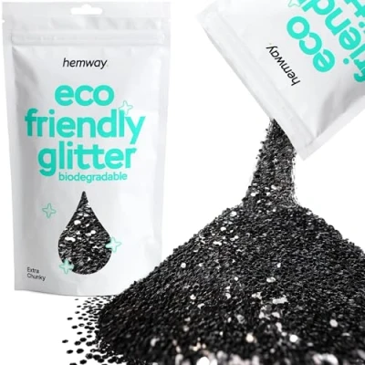 Image of Biodegradable Glitter Black Eco Friendly Plant Based Bio Extra Chunky for Face Body Hair Craft Resin Festival Makeup Eyeshadow 100g / 3.5oz