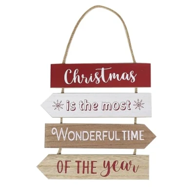 Image of Lesser &amp; Pavey Christmas Is The Most Wonderful Time Of Year Hanging Wooden Plaque 34cm Decoration Themed Décor Gift Idea for Xmas