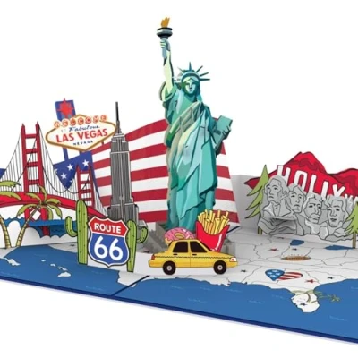 Image of papercrush® Pop Up Card USA Voucher for Travel, Travel Holidays in States, Money Gift &amp; Birthday US City Trip to New York 3D America