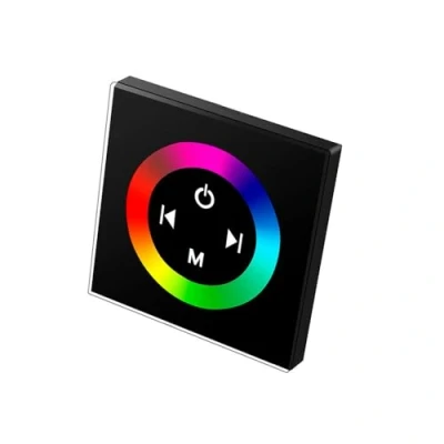 Image of Taikuwu RGB LED Touch Panel Controller Black 12 24V 288W Glass Design Optics for Colour Changing Strips 4 Pin