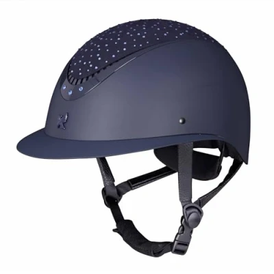 Image of Shires Karben Viola Wide Peak Riding Hat Navy Blue 52 54cm