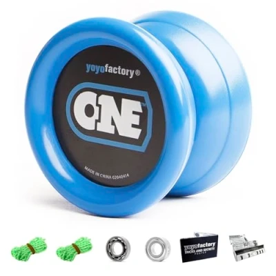 Image of YoyoFactory ONE Yo Blue (modern spinning yoyo, beginner to pro, 2 different level ball bearings included, comes with string)