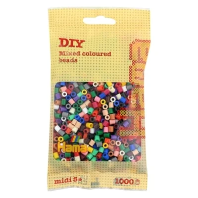 Image of Hama Beads Bag Approx. 1000 Midi Fuse Mosaic Decoration Arts &amp; Craft for Creative Children Ages 5+ Mix 67