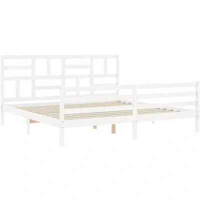 Image of vidaXL Bed Frame without Mattress White Super King Size Solid Wood