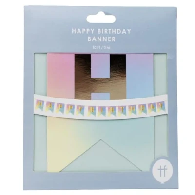 Image of Talking Tables Reusable Pastel Happpy Birthday Eco Paper Hanging Decorations for Girls or Boy’s Parties Recyclable Packaging, ecofriendly Garland Sustainable partyware 10ft 3m