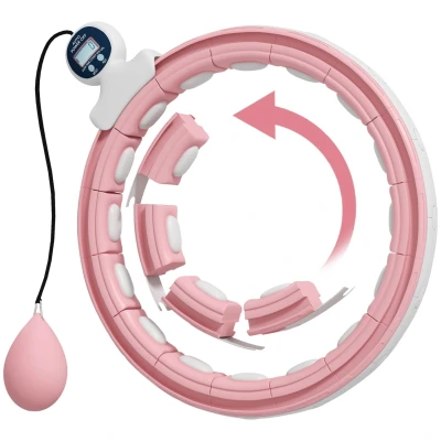 Image of SPORTNOW Smart Weighted Hula Hoop For Adults, Ring with 16 Detachable Knots, 360 Auto Rotating Ball and Digital Counter, Massage Circle Weight Loss
