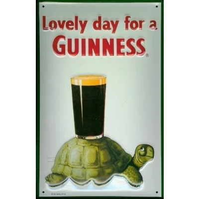 Image of Guinness TURTLE 3D Embossed Vintage Tin Metal Pub Sign