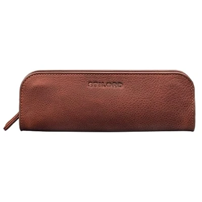 Image of STILORD &#039;Alfie&#039; Leather Pencil Case Vintage Pen Stationary Organiser for Women Men Pouch in Genuine Leather, Colour:Kara Cognac
